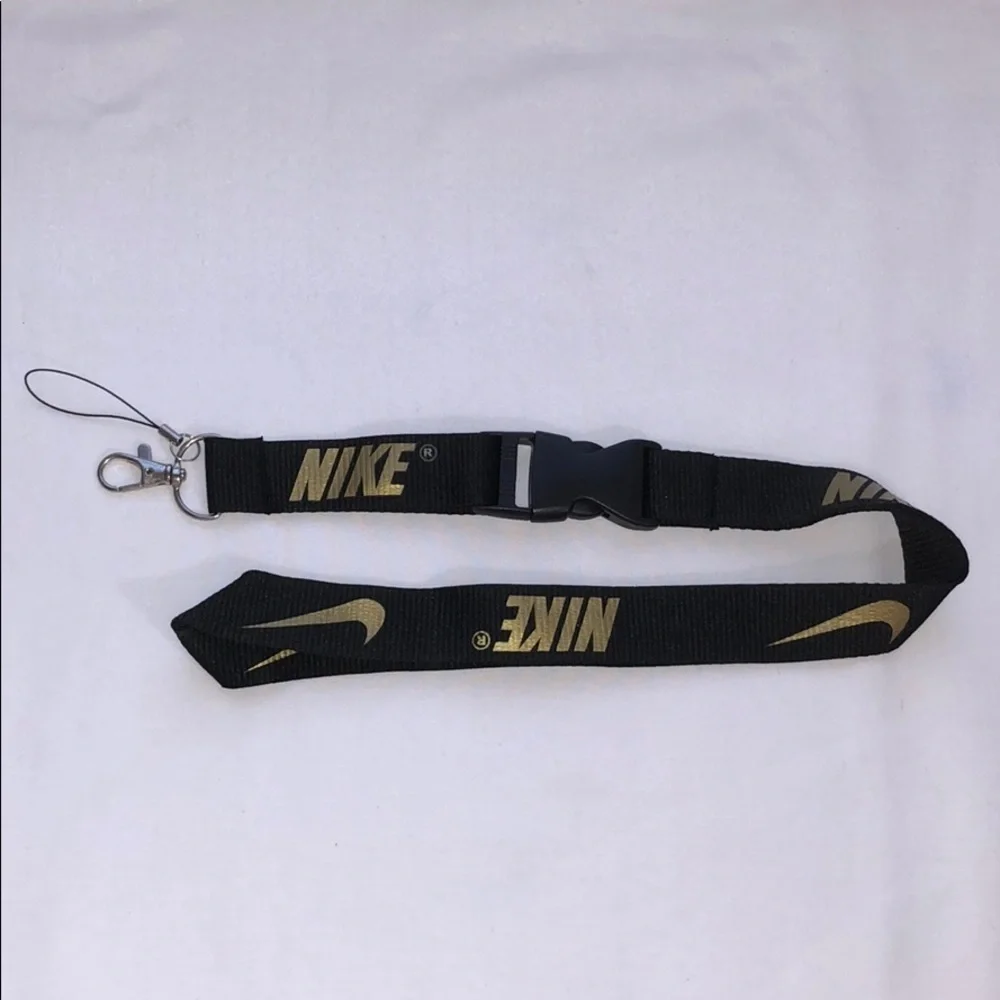 New Nike Black and Gold Lanyard ID Badge Keychain